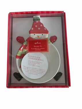 Hallmark Christmas Snowman Cheeseball Plate & Spreader Set